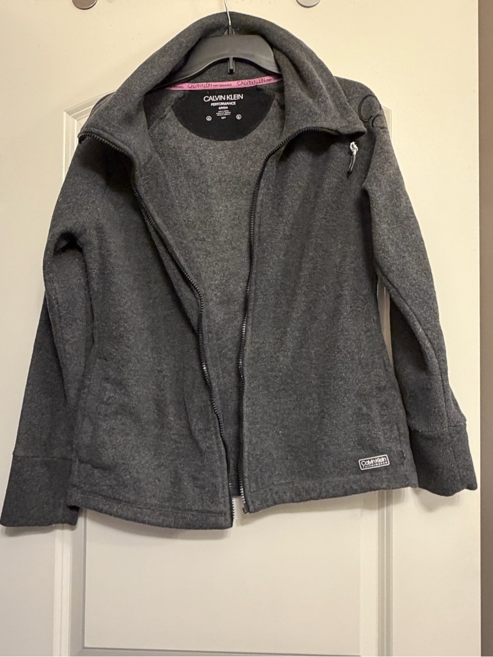 Calvin Klein Performance Women's Charcoal Gray Full-Zip Sweater